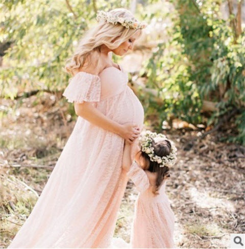 Formal maternity lace dress – one-shoulder wedding or baby shower outfit