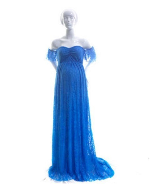 Formal maternity lace dress – one-shoulder wedding or baby shower outfit