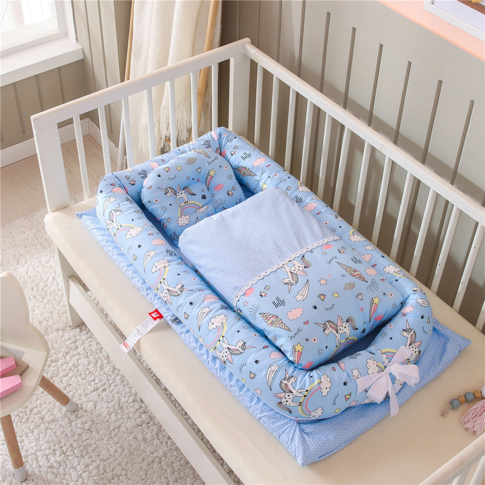 Newborn bed nest – foldable and soft travel mattress for crib or sofa