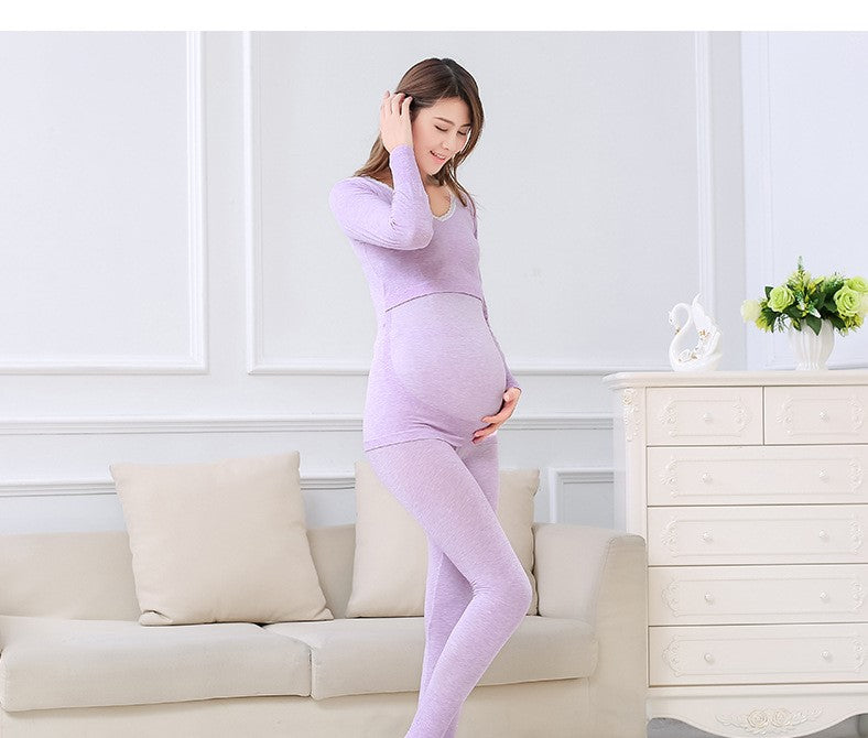 Pregnancy clothes for autumn – soft long-sleeve top and pants set