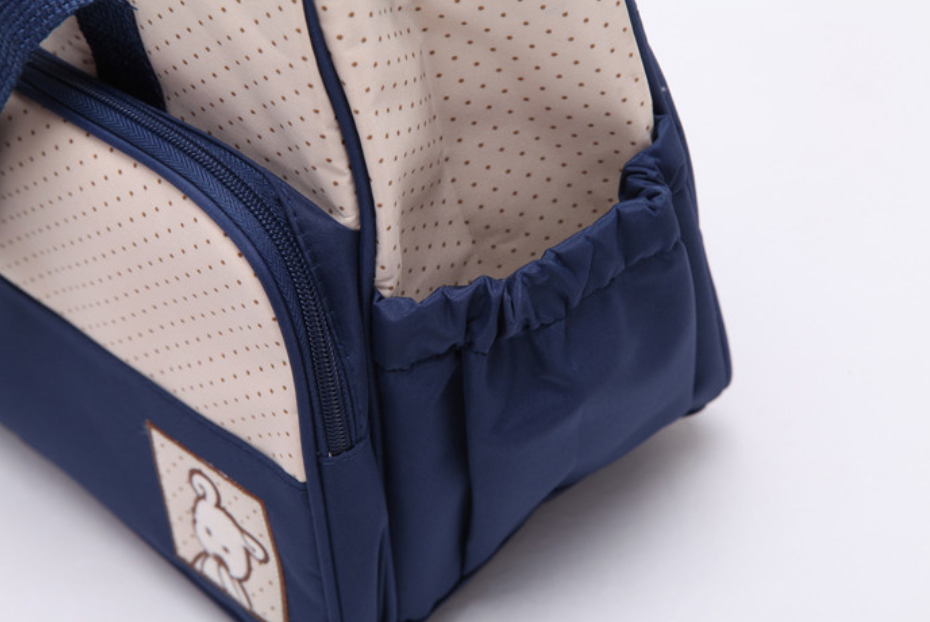 Diaper bag set for moms – includes nappy bag, bottle holder & stroller clips