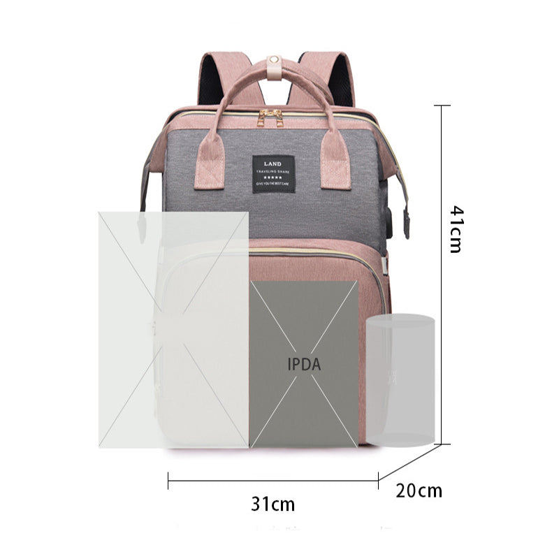 3-in-1 diaper bag backpack – with portable baby crib & insulated bottle holders