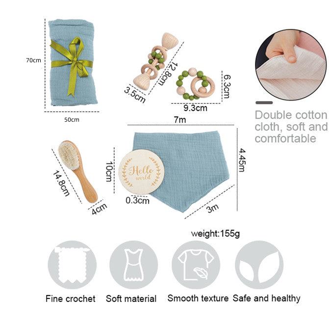 Coffret souvenir pour nouveau-né : kit de bain pour bébé, écharpe de portage douce et articles photo marquants