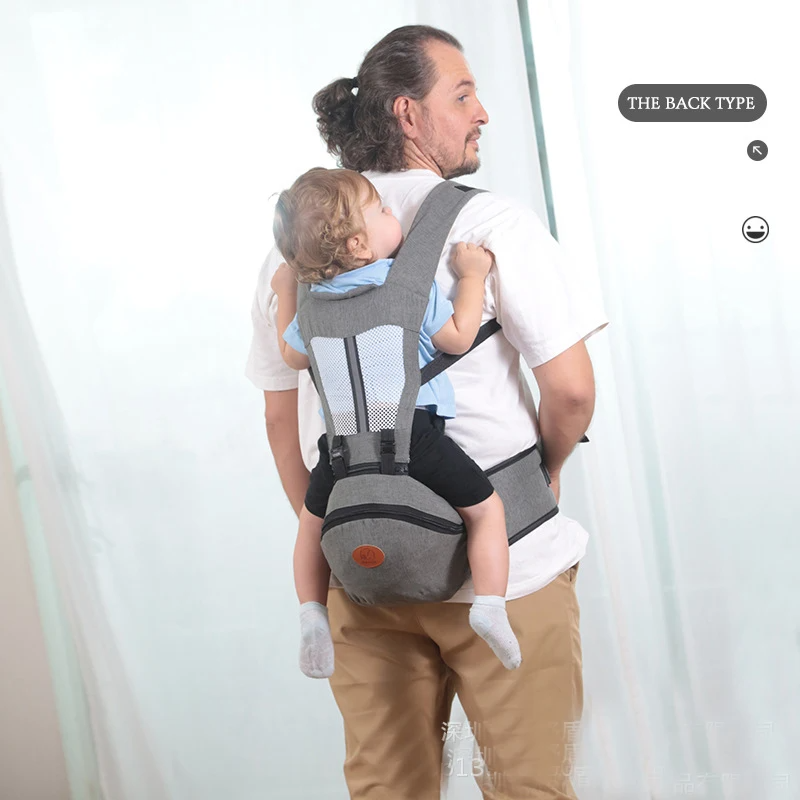 Ergonomic baby hip seat carrier – waist stool with adjustable straps, storage pocket & soft padding