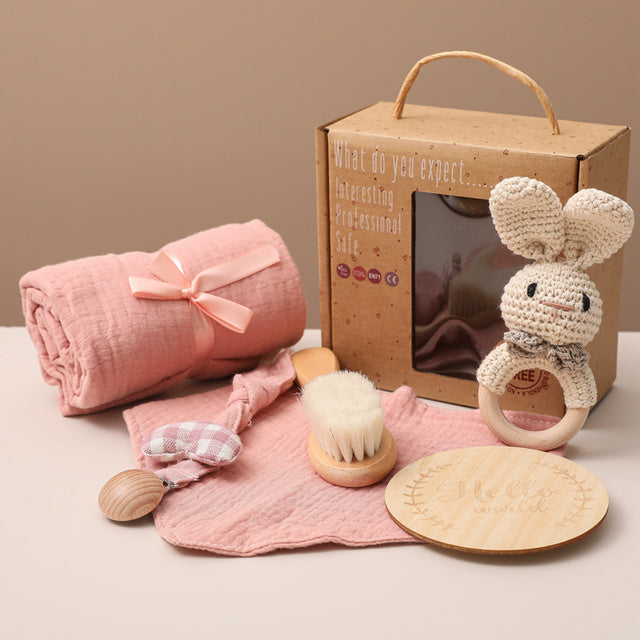 Coffret souvenir pour nouveau-né : kit de bain pour bébé, écharpe de portage douce et articles photo marquants