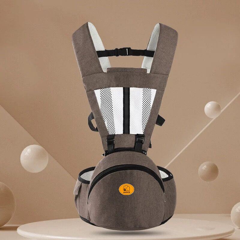 Ergonomic baby hip seat carrier – waist stool with adjustable straps, storage pocket & soft padding