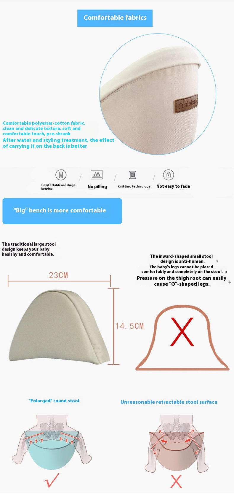 Baby support hip seat – single stool for carrying child comfortably