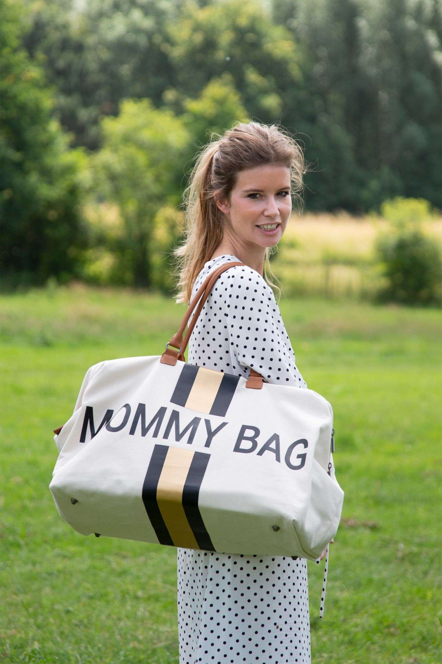 Sac à langer en toile rayée