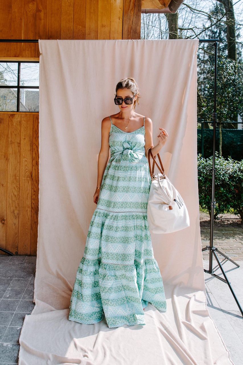 Sac à langer en toile rayée