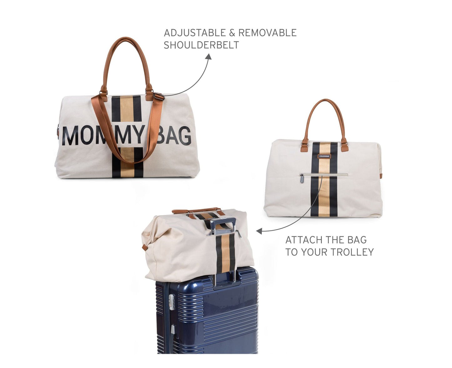 Sac à langer en toile rayée