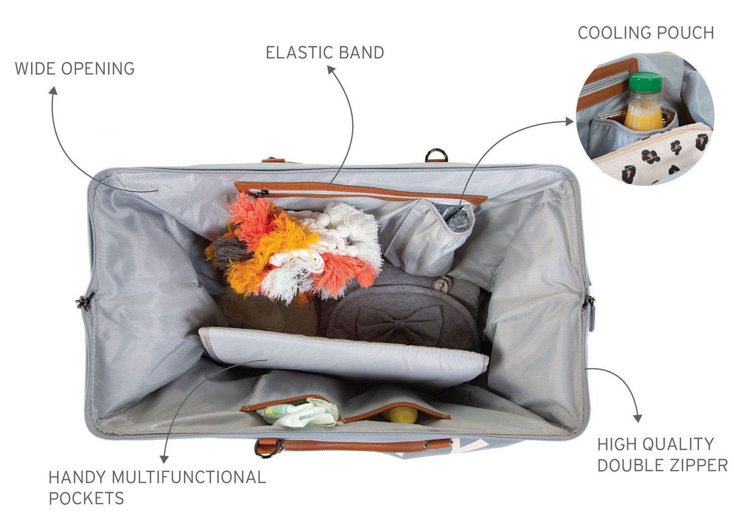 Effortlessly Stylish Grey Mommy Bag