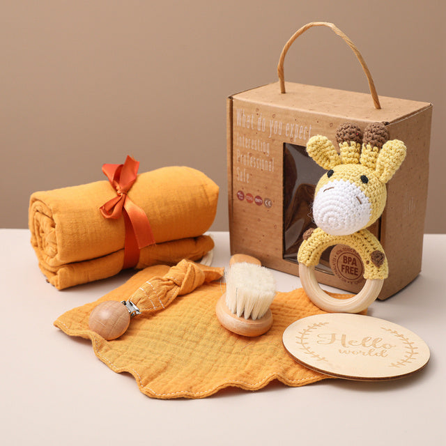 Coffret souvenir pour nouveau-né : kit de bain pour bébé, écharpe de portage douce et articles photo marquants