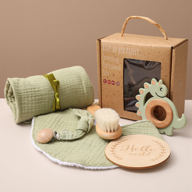Coffret souvenir pour nouveau-né : kit de bain pour bébé, écharpe de portage douce et articles photo marquants